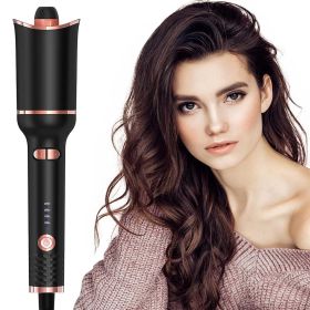 Automatic Curling Iron, Ceramic Ionic Auto-Rotating Hair Curling Wand with Anti-Stuck Technology - Black