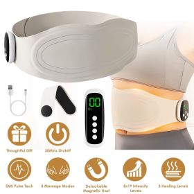 EMS Lower Back Massager Heating Pad Cordless Heating Pad for Back Belly Waist with Remote Magnetic Host 8 Modes 19 Intensity Levels 3 Heating Lev