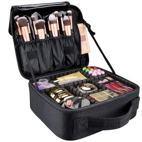 Travel cosmetic bag, women's portable cosmetic case, professional cosmetic storage box with adjustable dividers, can store makeup brushes, toilet