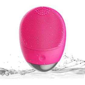 High Frequency Vibration Silicone Facial Cleansing Brush USB Rechargeable Electric Waterproof Silicone Facial Cleanser Thanksgiving Gift Christma (Option: Red)